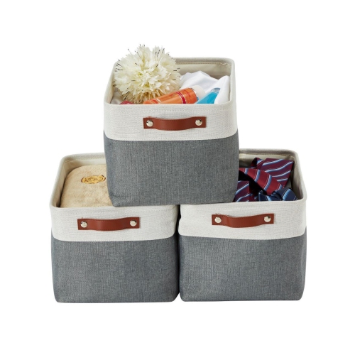 DECOMOMO  Fordable Storage Bin - Collapsible Sturdy Cationic Fabric Basket W/handles for Organizing Shelf Nursery Home Closet | Large - 15 X 11 X