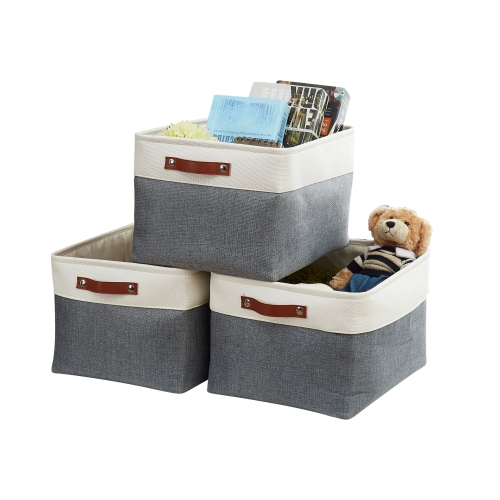 DECOMOMO Fordable Storage Bin - Collapsible Sturdy Cationic Fabric Basket W/Handles for Organizing Shelf Nursery Home Closet | Extra Large - 15.8 x 1