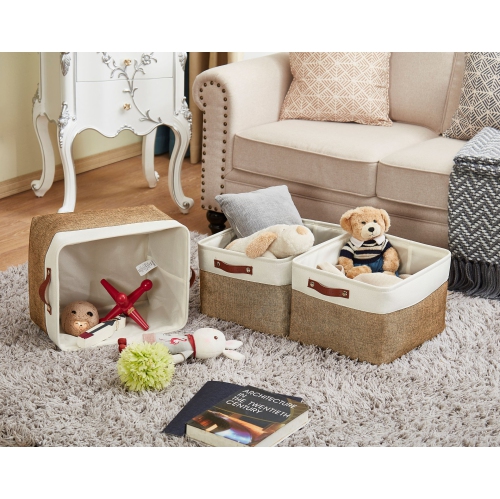 DECOMOMO Fordable Storage Bin - Collapsible Sturdy Cationic Fabric Basket W/Handles for Organizing Shelf Nursery Home Closet | Extra Large - 15.8 x