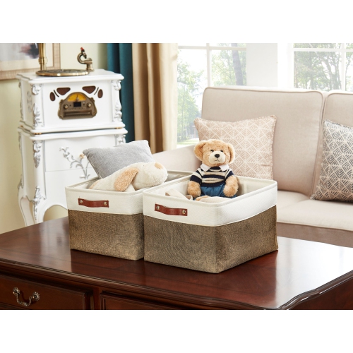 DECOMOMO Fordable Storage Bin - Collapsible Sturdy Cationic Fabric Basket W/Handles for Organizing Shelf Nursery Home Closet | Extra Large - 15.8 x