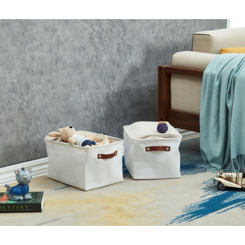 DECOMOMO Foldable Storage Bin - Water Resistant Fabric Container with Handles | Great for Nurseries Closets Bathroom Toys Blankets Home Décor | Large