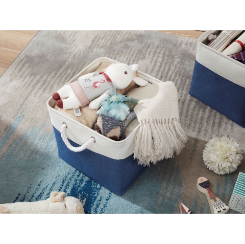 DECOMOMO Foldable Storage Bin | Collapsible Sturdy Cationic Fabric Storage Basket Cube W/Handles for Organizing Shelf Nursery Home Closet | Cube - 13