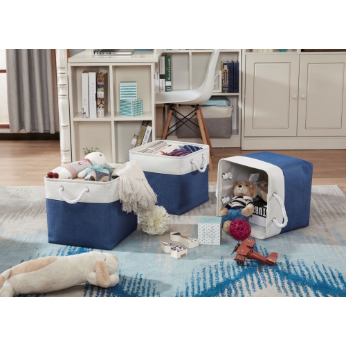 DECOMOMO Foldable Storage Bin | Collapsible Sturdy Cationic Fabric Storage Basket Cube W/Handles for Organizing Shelf Nursery Home Closet | Cube - 13