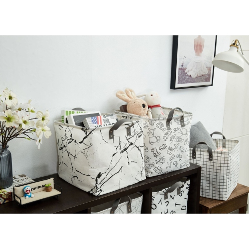 DECOMOMO Foldable Storage Bin - Water Resistant Fabric Container with Handles | Great for Nurseries Closets Bathroom Toys Blankets Home Décor | Cube