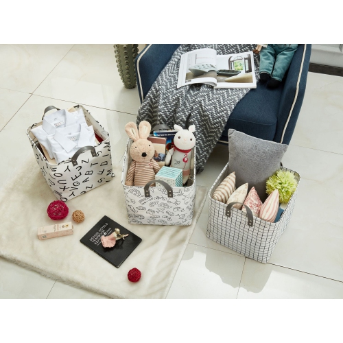 DECOMOMO Foldable Storage Bin - Water Resistant Fabric Container with Handles | Great for Nurseries Closets Bathroom Toys Blankets Home Décor | Cube