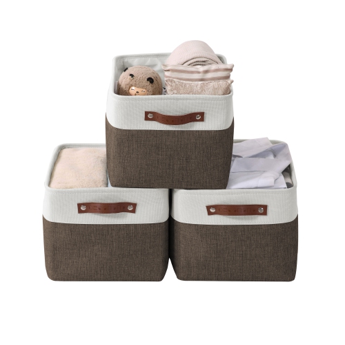 DECOMOMO Fordable Storage Bin - Collapsible Sturdy Cationic Fabric Basket W/Handles for Organizing Shelf Nursery Home Closet | Large - 15 x 11 x 9.5"