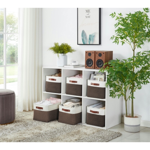 DECOMOMO Fordable Storage Bin - Collapsible Sturdy Cationic Fabric Basket W/Handles for Organizing Shelf Nursery Home Closet | Large - 15 x 11 x 9.5"