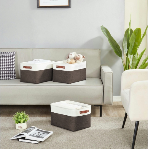 DECOMOMO Fordable Storage Bin - Collapsible Sturdy Cationic Fabric Basket W/Handles for Organizing Shelf Nursery Home Closet | Large - 15 x 11 x 9.5"