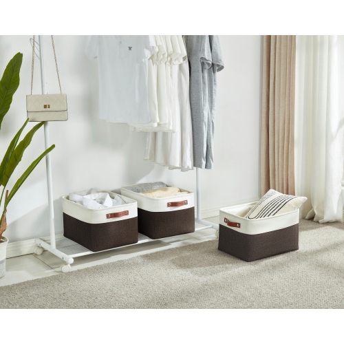 DECOMOMO Fordable Storage Bin - Collapsible Sturdy Cationic Fabric Basket W/Handles for Organizing Shelf Nursery Home Closet | Large - 15 x 11 x 9.5"