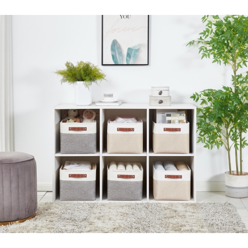 DECOMOMO Fordable Storage Bin - Collapsible Sturdy Cationic Fabric Basket W/Handles for Organizing Shelf Nursery Home Closet | Large - 15 x 11 x 9.5"