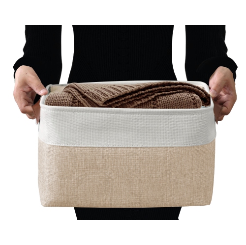 DECOMOMO Fordable Storage Bin - Collapsible Sturdy Cationic Fabric Basket W/Handles for Organizing Shelf Nursery Home Closet | Large - 15 x 11 x 9.5"