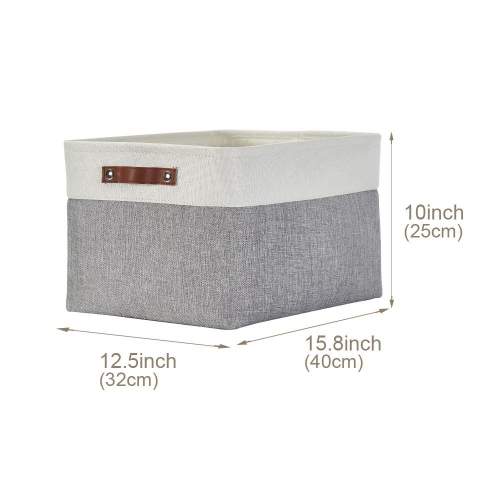 DECOMOMO Boîte de rangement Fordable | Très grand - 15,8 x 12,5 x 10 "| Gris et blanc - 3 paquets