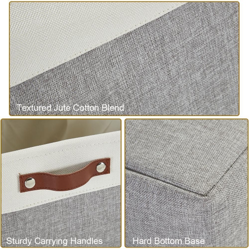 DECOMOMO Boîte de rangement Fordable | Très grand - 15,8 x 12,5 x 10 "| Gris et blanc - 3 paquets