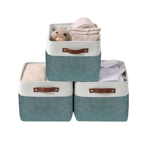 DECOMOMO Fordable Storage Bin - Collapsible Sturdy Cationic Fabric Basket W/Handles for Organizing Shelf Nursery Home Closet | Large - 15 x 11 x 9.5"