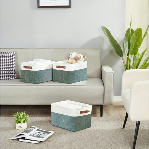 DECOMOMO Fordable Storage Bin - Collapsible Sturdy Cationic Fabric Basket W/Handles for Organizing Shelf Nursery Home Closet | Large - 15 x 11 x 9.5"