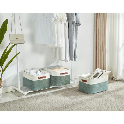 DECOMOMO Fordable Storage Bin - Collapsible Sturdy Cationic Fabric Basket W/Handles for Organizing Shelf Nursery Home Closet | Large - 15 x 11 x 9.5"