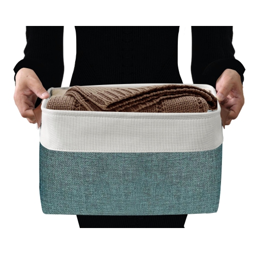 DECOMOMO Fordable Storage Bin - Collapsible Sturdy Cationic Fabric Basket W/Handles for Organizing Shelf Nursery Home Closet | Large - 15 x 11 x 9.5"