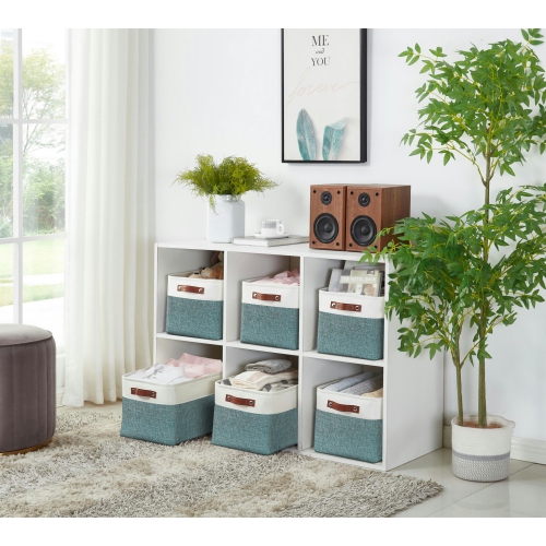 DECOMOMO Fordable Storage Bin - Collapsible Sturdy Cationic Fabric Basket W/Handles for Organizing Shelf Nursery Home Closet | Large - 15 x 11 x 9.5"