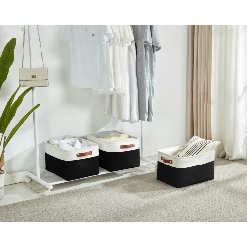 DECOMOMO Fordable Storage Bin - Collapsible Sturdy Cationic Fabric Basket W/Handles for Organizing Shelf Nursery Home Closet | Large - 15 x 11 x 9.5"