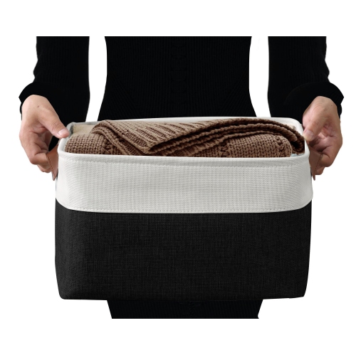 DECOMOMO Fordable Storage Bin - Collapsible Sturdy Cationic Fabric Basket W/Handles for Organizing Shelf Nursery Home Closet | Large - 15 x 11 x 9.5"