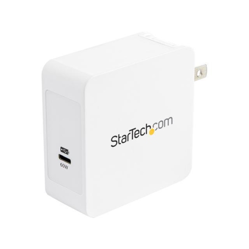 STARTECH USB C CHARGER WCH1C 1 Port C Wall - 60W Power Delivery - Power Adapter for Laptop or Cell Phone