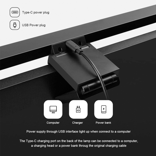 Monitor LED Light Screenbar with Stepless Dimming & Flexible Gravity Base Clip, Eye-Friendly Screen Lamp with 3 Light modes temperatures for Home and
