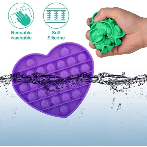 Purple Heart Push Pop Bubble Fidget Toy [Sensory Kids Adults Anxiety Stress Relief]