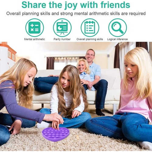 Purple Heart Push Pop Bubble Fidget Toy [Sensory Kids Adults Anxiety Stress Relief]