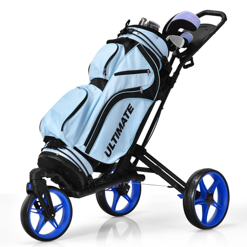 Goplus Folding Golf Push Cart W/Scoreboard Adjustable Handle Swivel Wheel