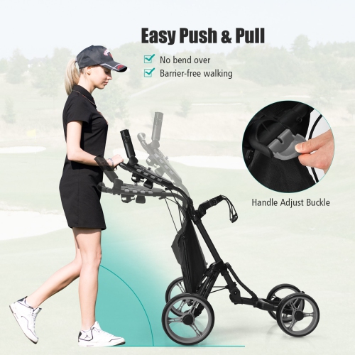 Goplus Folding 4 Wheels Golf Push Cart W/Bag Scoreboard Adjustable Handle