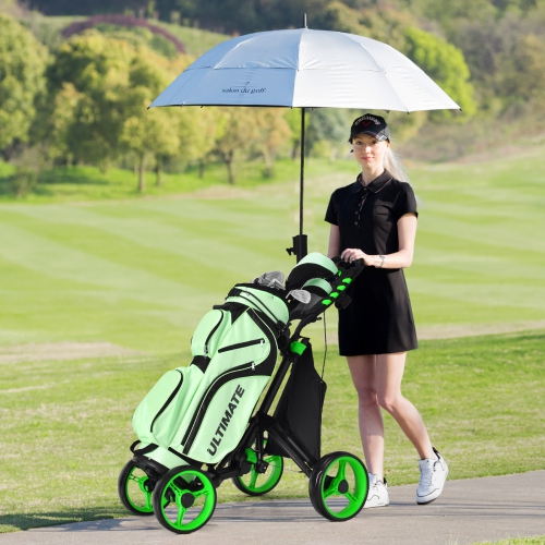 Goplus Folding 4 Wheels Golf Push Cart W/Bag Scoreboard Adjustable Handle