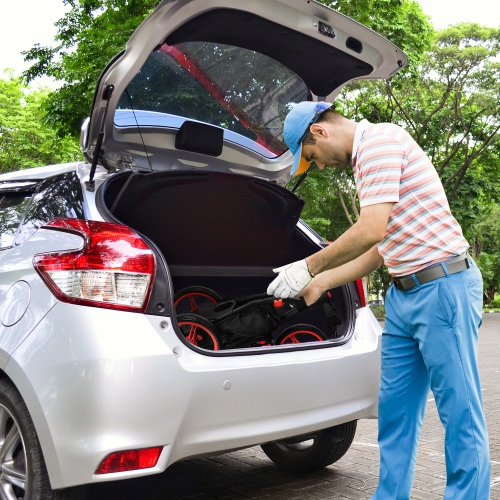 Goplus Folding 3 Wheels Golf Push Cart W/Bag Scoreboard Adjustable Handle