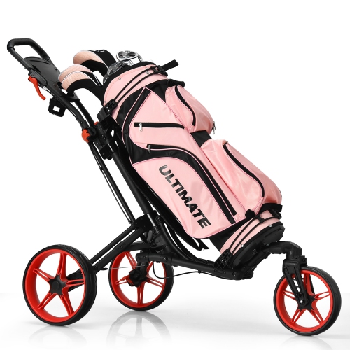 Goplus Folding Golf Push Cart W/Scoreboard Adjustable Handle Swivel Wheel