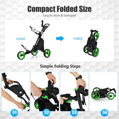 Goplus Folding 3 Wheels Golf Push Cart W/Bag Scoreboard Adjustable Handle