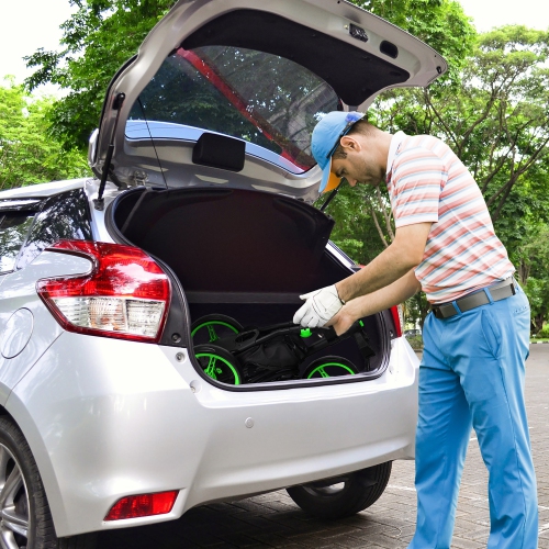 Goplus Folding 3 Wheels Golf Push Cart W/Bag Scoreboard Adjustable Handle