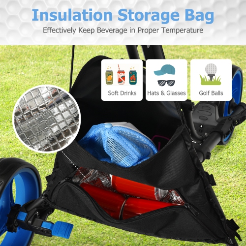 Goplus Folding 3 Wheels Golf Push Cart W/Bag Scoreboard Adjustable Handle