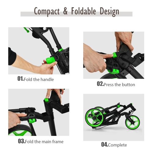 Goplus Folding Golf Push Cart W/Scoreboard Adjustable Handle Swivel Wheel