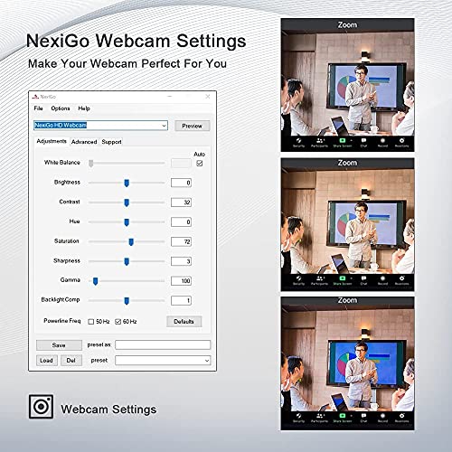 NexiGo N960E 60FPS AutoFocus Webcam with Ring Light and Privacy Cover