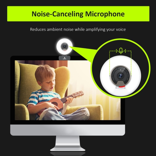 NexiGo N960E 60FPS AutoFocus Webcam with Ring Light and Privacy Cover