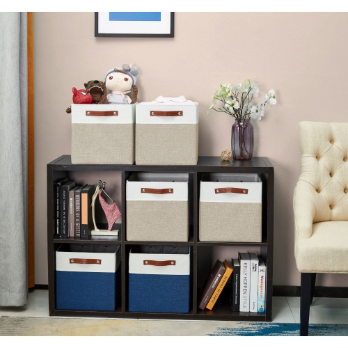 DECOMOMO Foldable Storage Bin [4-Pack] Collapsible Sturdy Cationic Fabric Storage Basket Cube W/Handles for Organizing Shelf Nursery