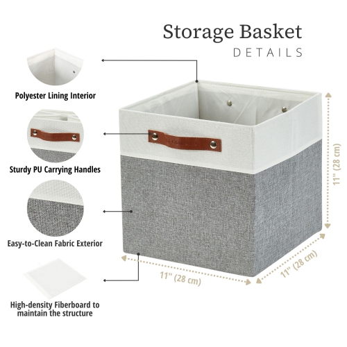 DECOMOMO Foldable Storage Bin [4-Pack] Collapsible Sturdy Cationic Fabric Storage Basket Cube W/Handles for Organizing Shelf Nursery