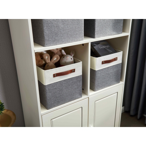 DECOMOMO Foldable Storage Bin [4-Pack] Collapsible Sturdy Cationic Fabric Storage Basket Cube W/Handles for Organizing Shelf Nursery