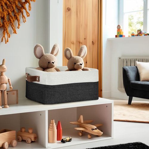 DECOMOMO Fordable Storage Bin - Collapsible Sturdy Cationic Fabric Basket W/Handles for Organizing Shelf Nursery Home Closet | 11.8 x 7.9 x 5.2" | 6