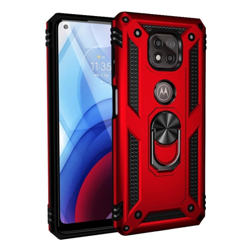 【CSmart】 Anti-Drop Hybrid Magnetic Hard Armor Case with Ring Holder for Motorola Moto G Power 2021, Red