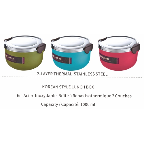 Boîte à lunch isotherme à 2 couches en acier inoxydable de Sunfortune - 1000 ml - Rose