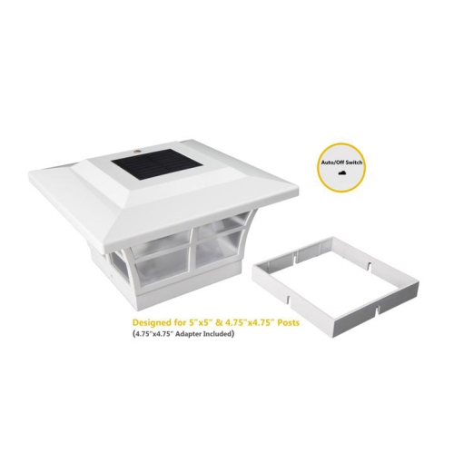 Classy Caps 5x5 White PVC Prestige Solar Post Cap SLO85