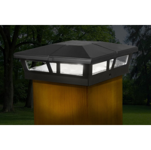 Classy Caps 6x6 Black Aluminum Cambridge Solar Post Cap SLC771B