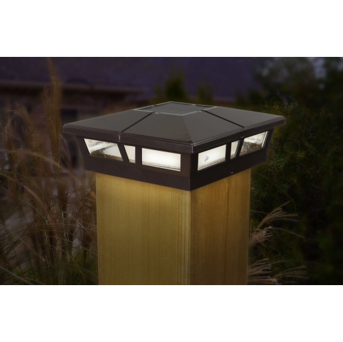 Classy Caps 6x6 Brown Aluminum Cambridge Solar Post Cap SLC771C