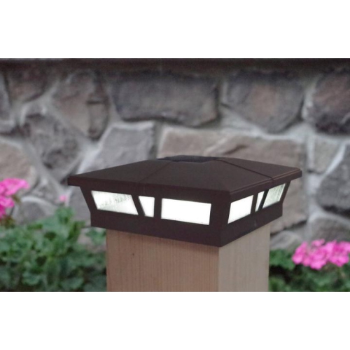 Classy Caps 6x6 Brown Aluminum Cambridge Solar Post Cap SLC771C