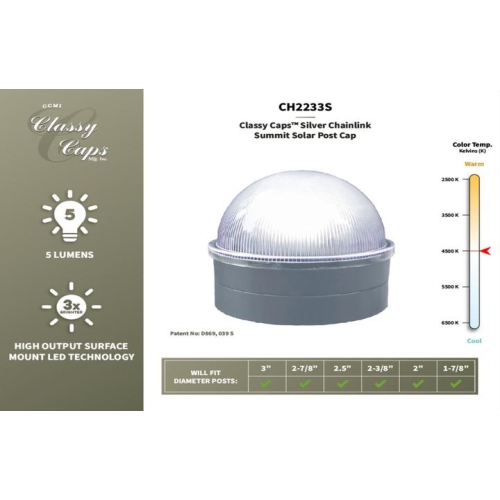 Classy Caps Capuchon de poteau solaire Silver Chainlink Summit CH2233S